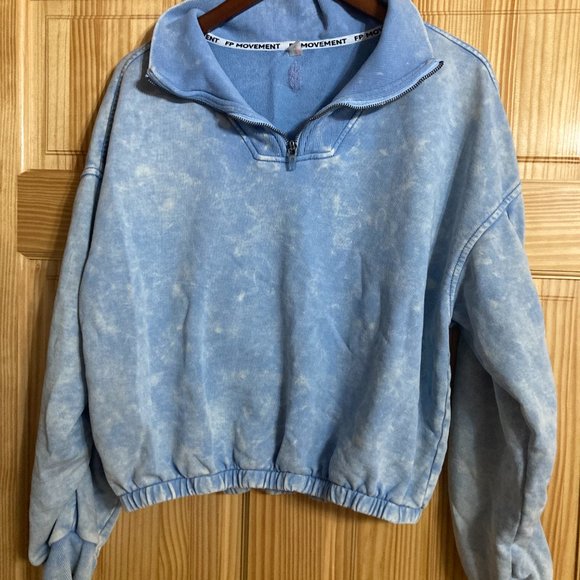 Free People FP Movement Valley Girl Sweat Top, Cropped Sweatshirt Ruched NWOT, M - Picture 1 of 11